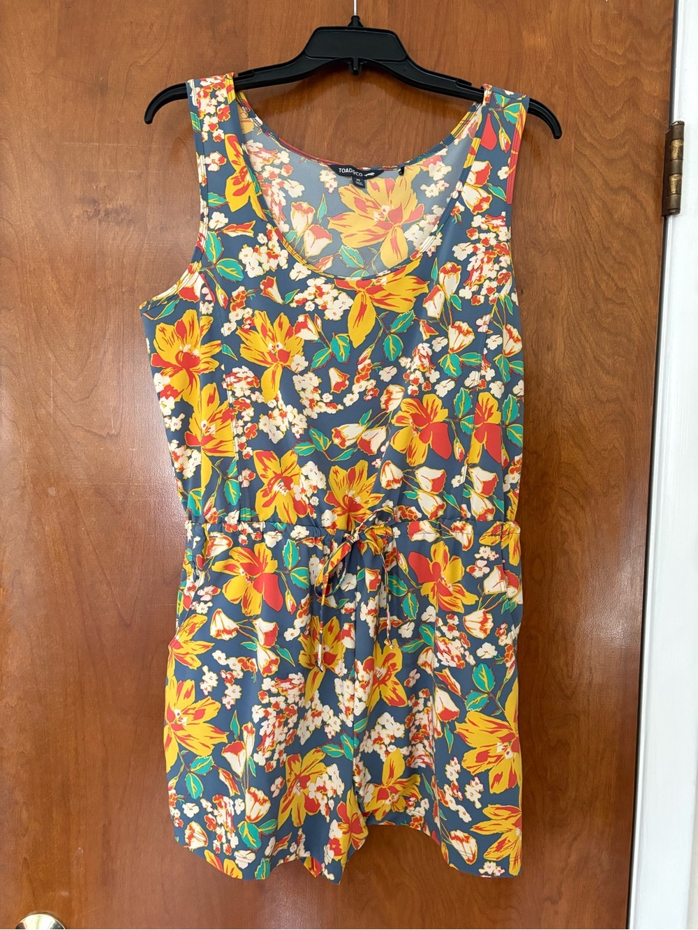 Toad&Co Floral Romper - Blue, Yellow & Red
